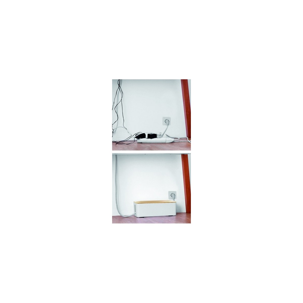 Boîte à câbles en bois blanc, rangement pour câbles, cacher fils, multiprise